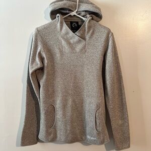 BRP Ski-Doo Women L Polar Pullover V-Neck Hoodie Gray Fleece Lined Sweater